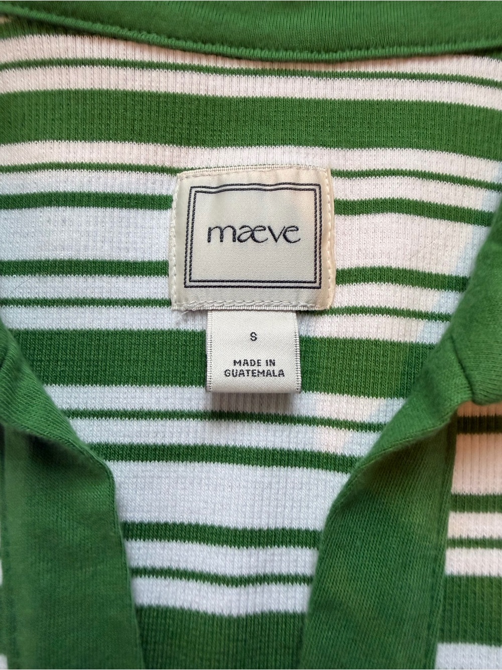 Anthropologie Maeve Green Stripe Polo Top — Women's Casual Knit - Picture 6 of 6